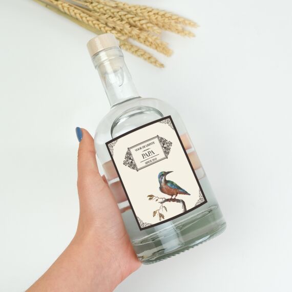Ginfles transparant voor papa - Vintage bird design - Sfeerbeeld 1