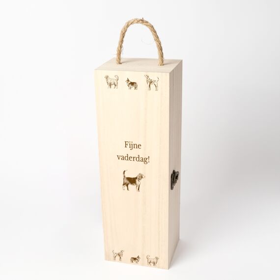 Gepersonaliseerde houten wijnkist - Vintage dogs - Sfeerbeeld 1