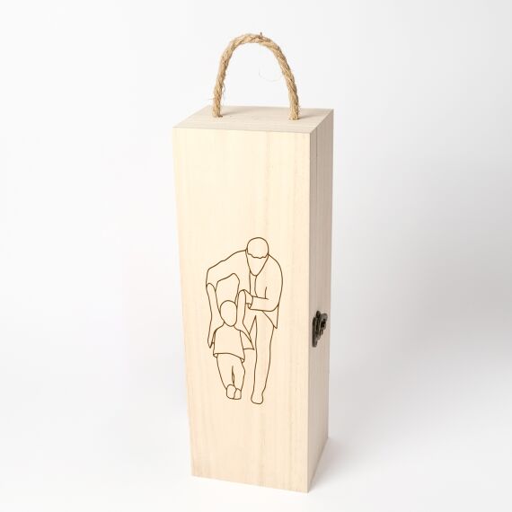 Gepersonaliseerde houten wijnkist - Lijntekening van jouw foto - Sfeerbeeld 1