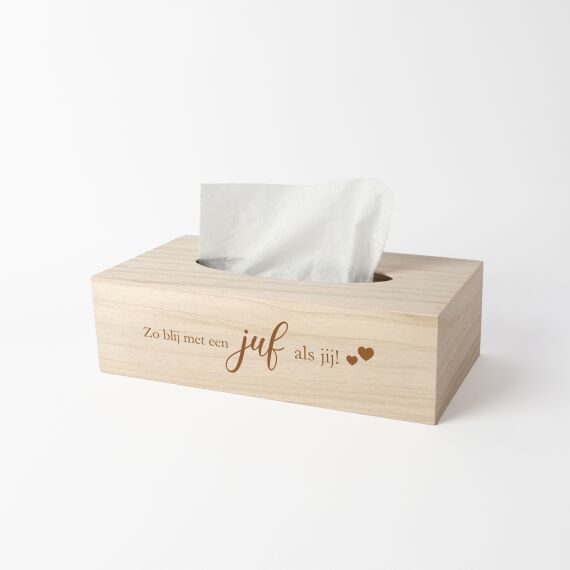 Gepersonaliseerde tissuebox voor de juf - Blij met een juf als jij - Sfeerbeeld 1