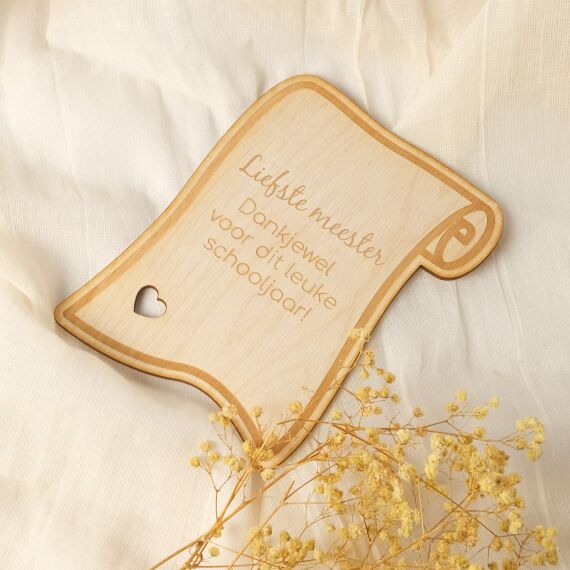 Houten bordje met tekst - Cadeau voor meester - Sfeerbeeld 1