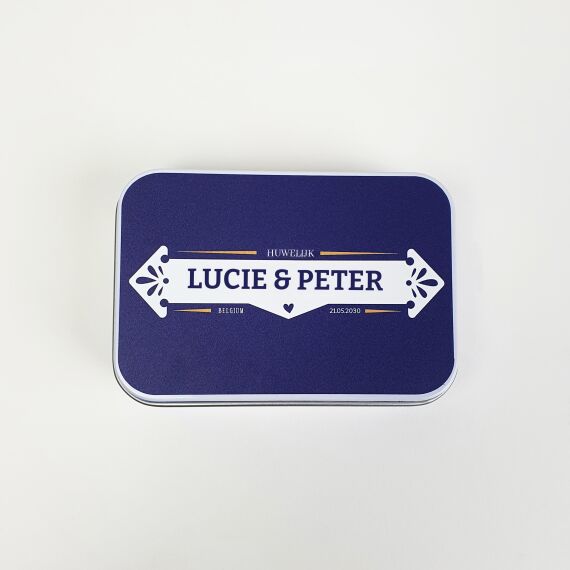 Destrooper koekendoosje huwelijksbedankje - Destrooper blauw - Sfeerbeeld 1