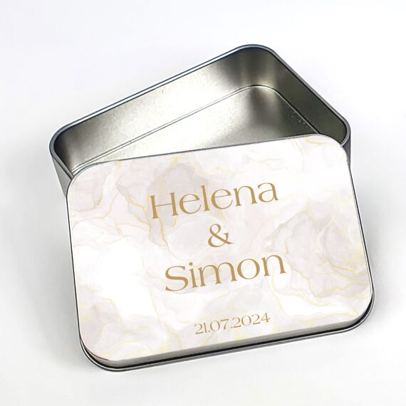 Kaartspeldoosje - Bedankje huwelijk - White marmer - Sfeerbeeld 1