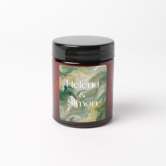 Retro geurkaarsje - Bedankje huwelijk - Green marmer - Sfeerbeeld 1