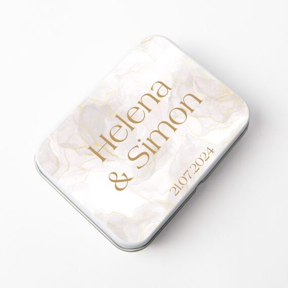 Gepersonaliseerde muntdoosje - Bedankje huwelijk - White marmer - Sfeerbeeld 1