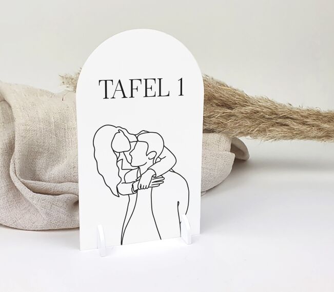 Tafelnummers huwelijk - Wit boho - Lijntekening - Sfeerbeeld 1
