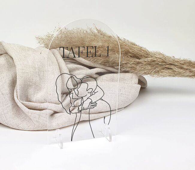 Tafelnummers huwelijk - Doorzichtig boho - Lijntekening - Sfeerbeeld 1