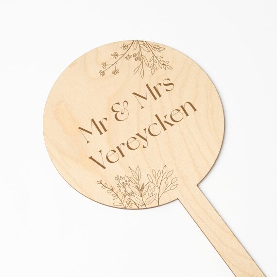 Gepersonaliseerde houten taarttopper - Huwelijk - Botanical - Sfeerbeeld 2