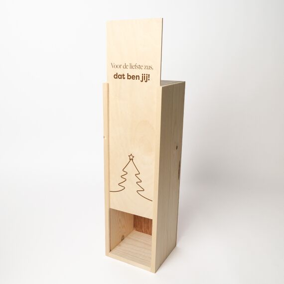 Gepersonaliseerde wijnkist - Schuifdeksel - Kerstboom - Sfeerbeeld 4
