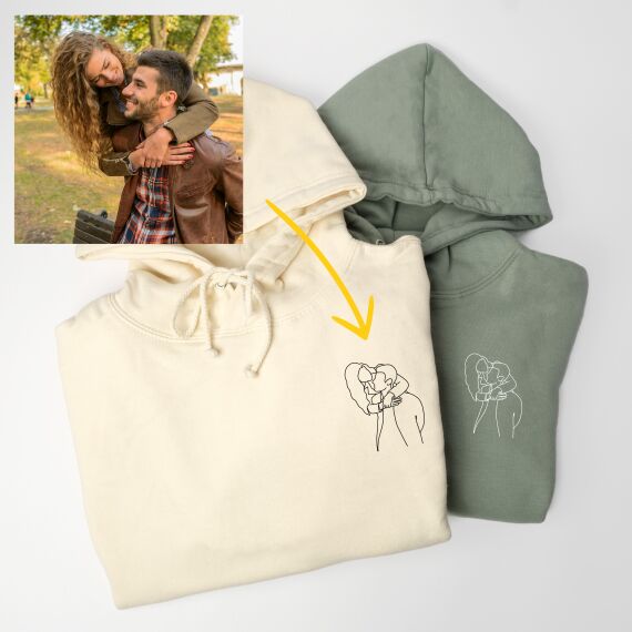 Matching hoodies - Lijntekening van jouw foto - Sfeerbeeld 1