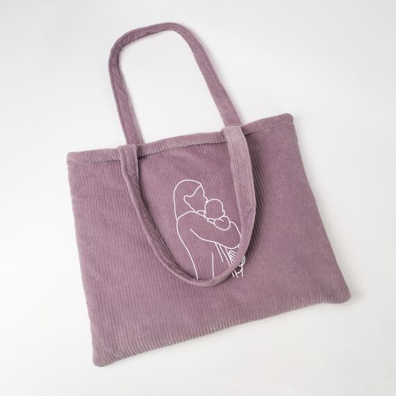 Gepersonaliseerde velours tas - Lijntekening van jouw foto - Sfeerbeeld 1