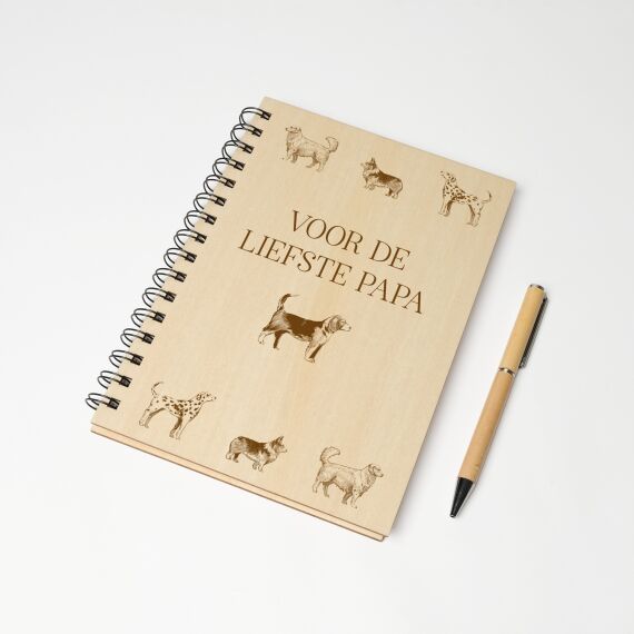 Notitieboek hout - Vaderdag - Vintage dogs - Sfeerbeeld 1