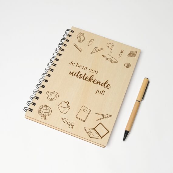 Notitieboek hout voor juf - School spullen - Sfeerbeeld 1