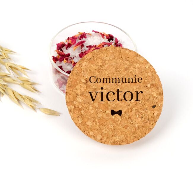 Glazen potje communiebedankje met kurk - Cylinder - Sfeerbeeld 1