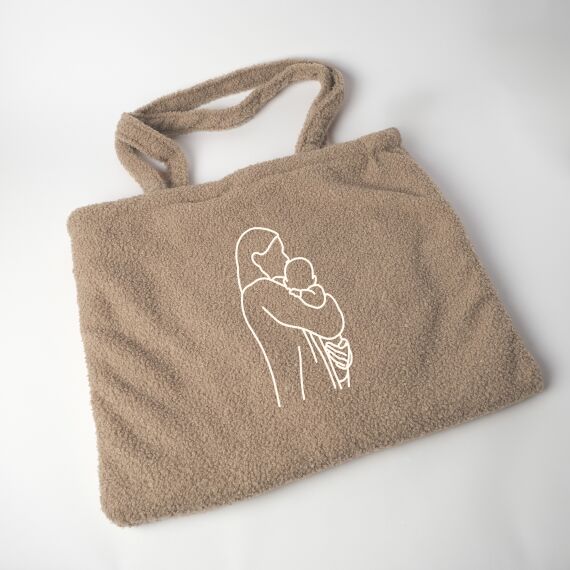 Gepersonaliseerde teddy tas - Lijntekening van jouw foto - Sfeerbeeld 1